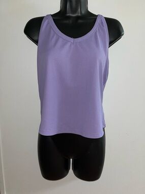 Violet Ribbed V-Neck Tank Top